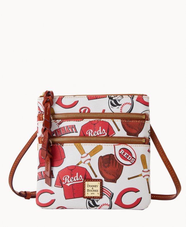 Dooney MLB Reds N S Triple Zip Crossbody REDS ID-30techNC Dooney MLB Reds N S Triple Zip Crossbody REDS ID-30techNC